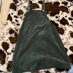 Green corduroy overall dress
